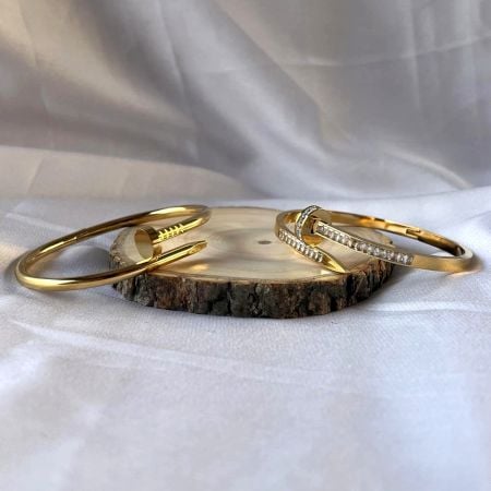 18K Gold Plated Nail & CZ Kada Set